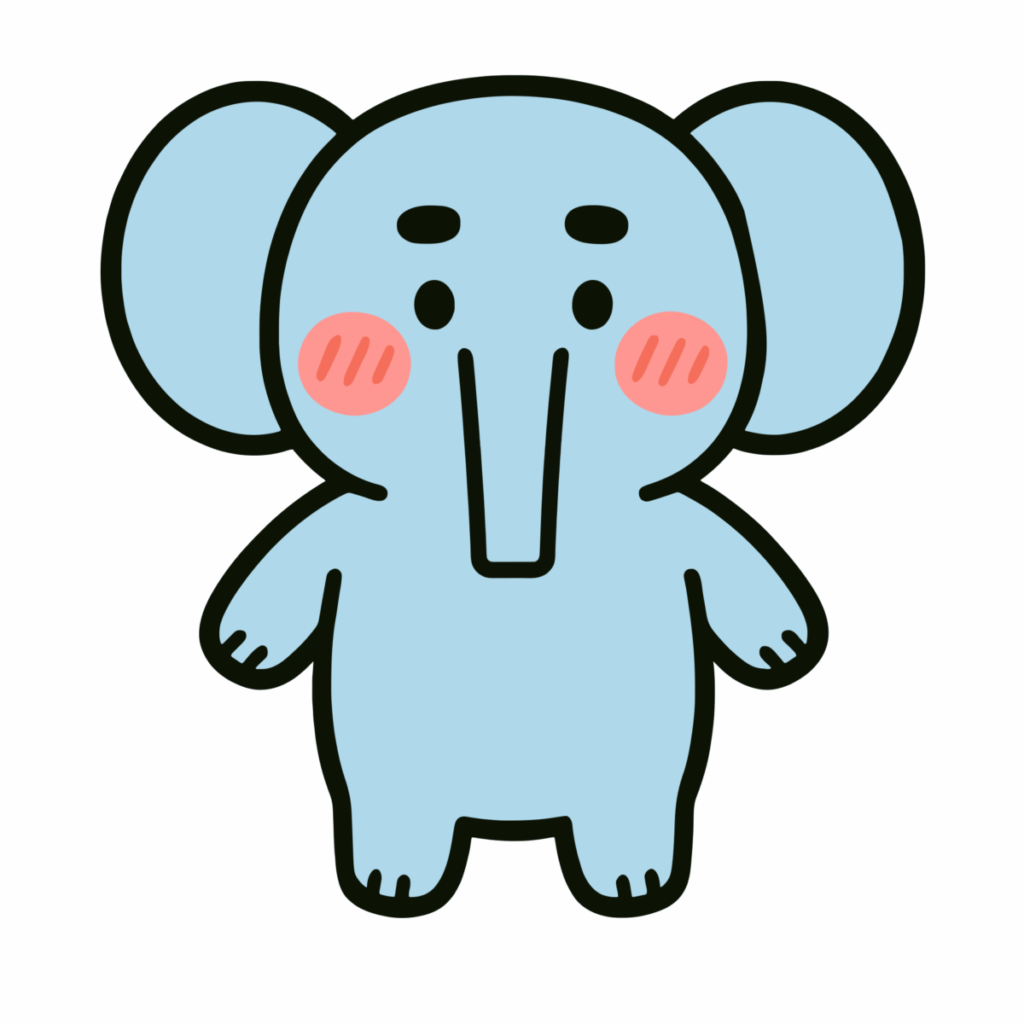 かわいいゾウのイラスト無料ダウンロード（カラー）