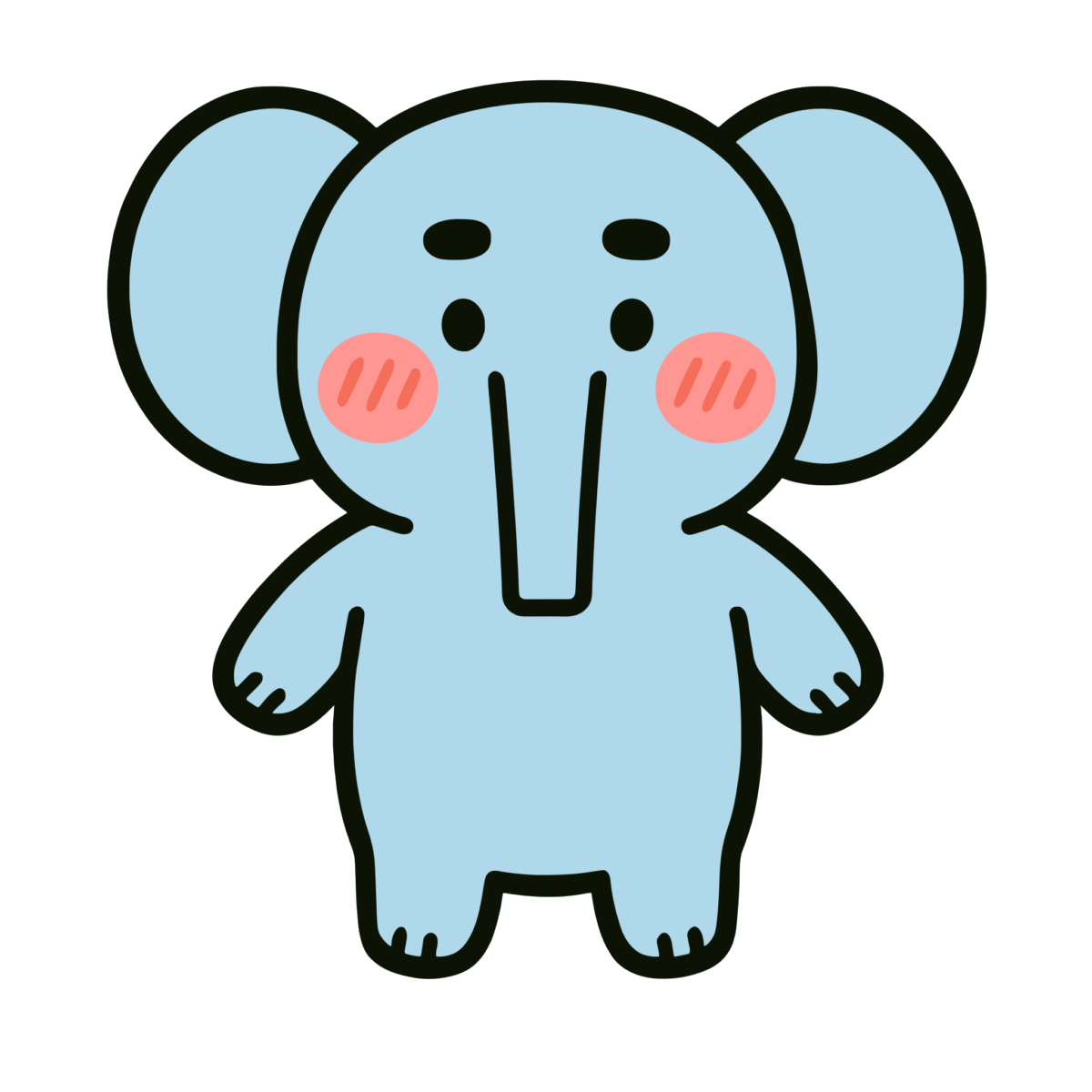 かわいいゾウのイラスト無料ダウンロード(カラー)