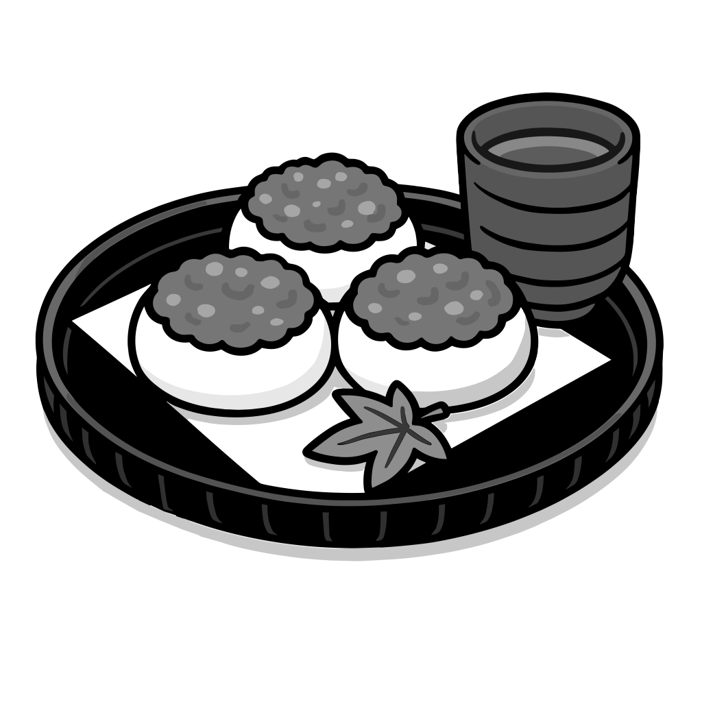 ずんだ餅のイラスト無料ダウンロード（モノクロ）